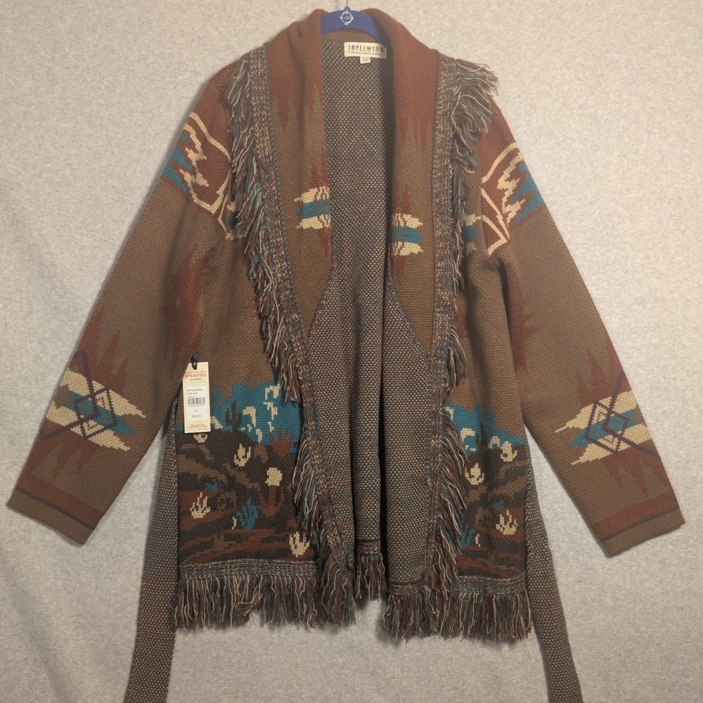 Idyllwind Miranda Lambert Duster Cardigan XL Caramel River Western Fringe Desert